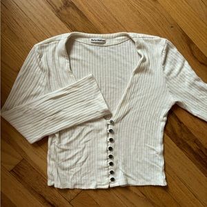 Reformation Gellar Knit Long Sleeved Top Ivory